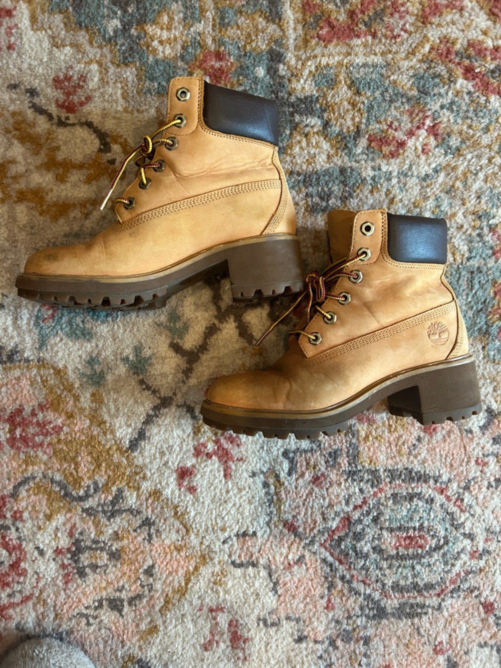 Timberland Women’s Lace-Up Chunk Heel Nubuck Boots in Wheat